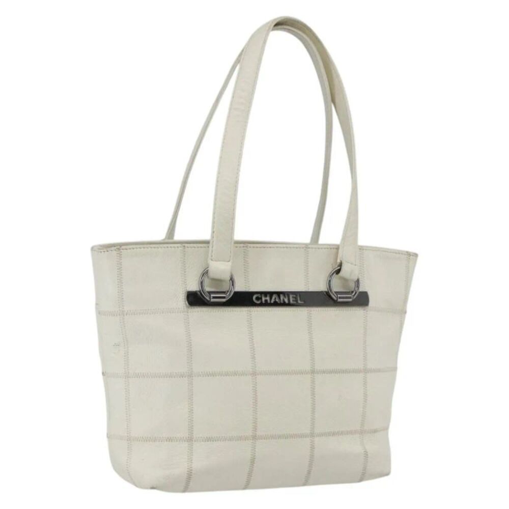 Chanel Square Stitch Tote Quilted Leather White Leather Tote Bag Bag